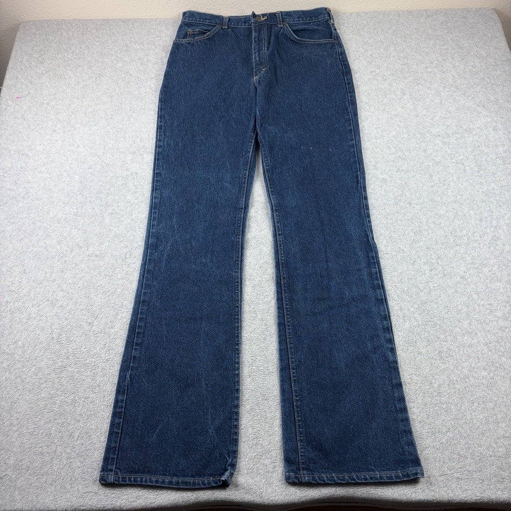Vtg Lee Jeans Men 34x36 Blue Bootcut USA Union Made 70s 80s Talon Zip Dark Wash - Picture 2 of 14